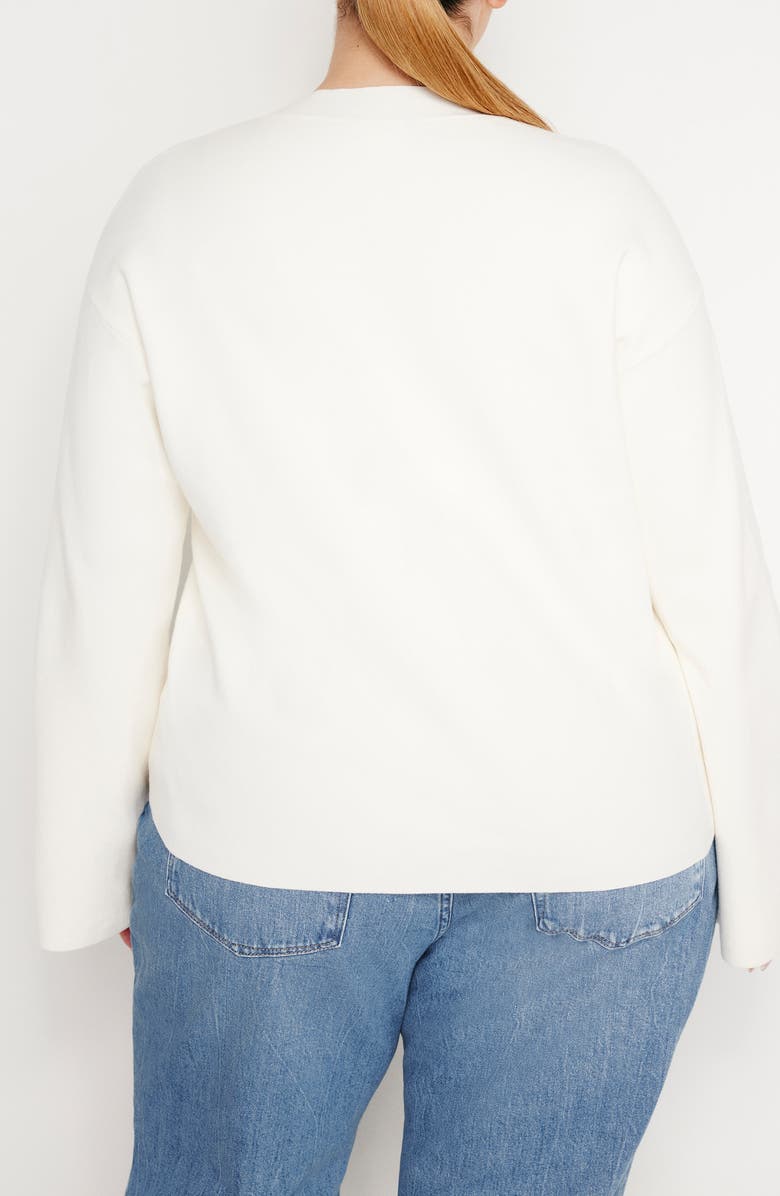 Good American V-Neck Boxy Cotton Blend Sweater, Alternate, color, Ivory