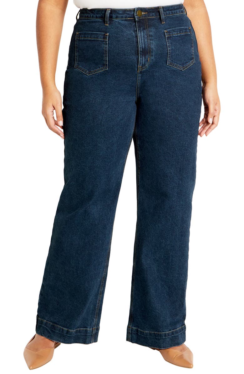 City Chic Amber Patch Pocket Flare Jeans, Main, color,