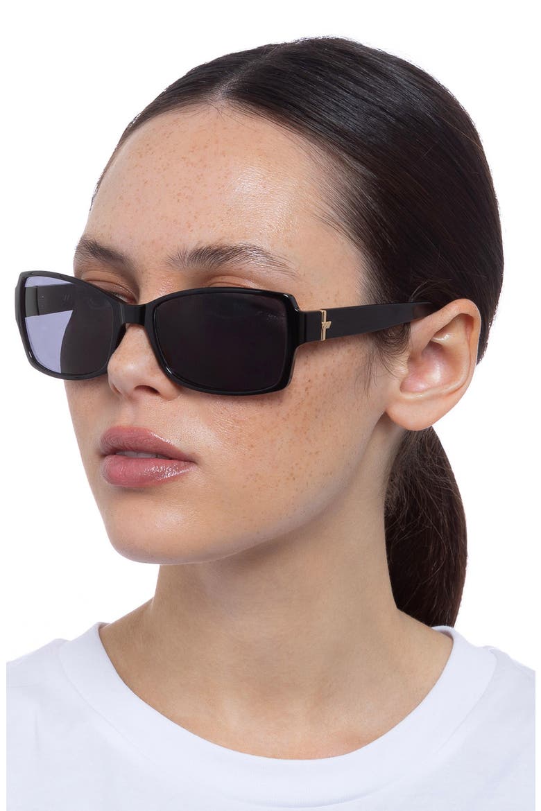 Trance 56mm Rectangular Sunglasses, Alternate, color, BLACK