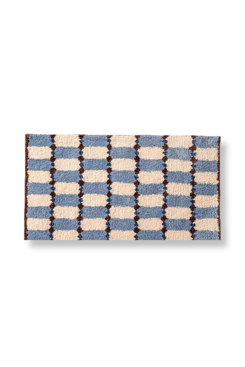Retro Checker Bath Rug, Main, color, Blue