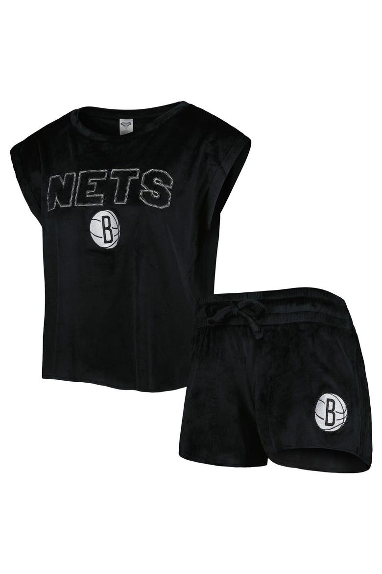 Women's Concepts Sport Black Brooklyn Nets Intermission T-Shirt & Shorts Sleep Set, Main, color, Black
