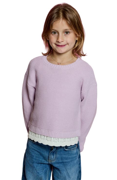 Kids' Lace Trim Pullover Sweater
