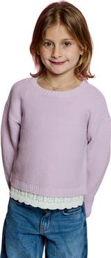 Design History Kids' Lace Trim Pullover Sweater