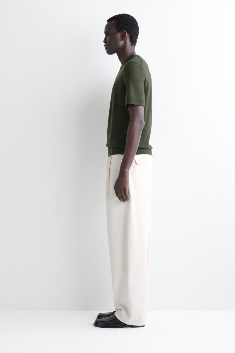 Merino Wool Knitted T-Shirt, Alternate, color, DARK KHAKI
