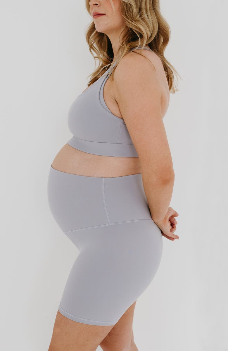AXK Women's Athletic Maternity Bike Shorts with Supportive Belly Band, Alternate, color, Light Grey