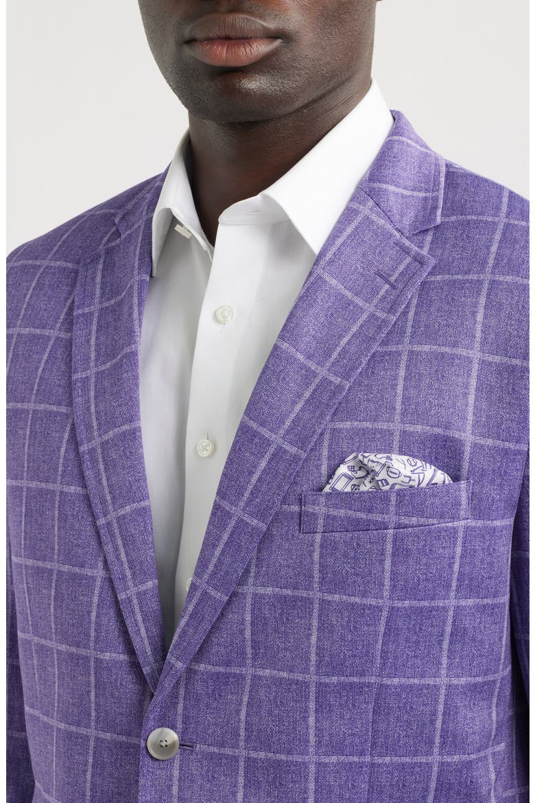 Game Day XC Flex® Pinnacle Purple Windowpane Check Knit Sport Coat, Alternate, color, PURPLE PLAID