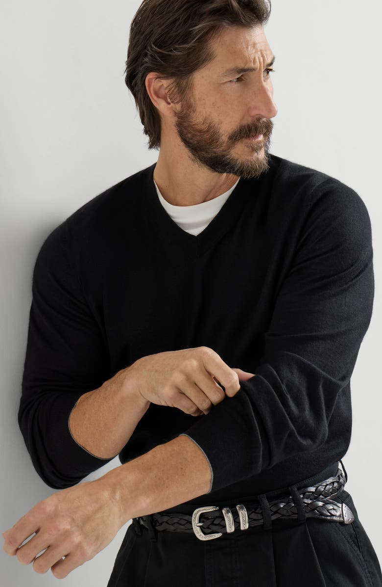 Brunello Cucinelli Cashmere and silk lightweight sweater, Alternate, color, Black