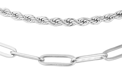 Adornia Set Of 3 Tarnish Resistant Assorted Bracelets In Silver