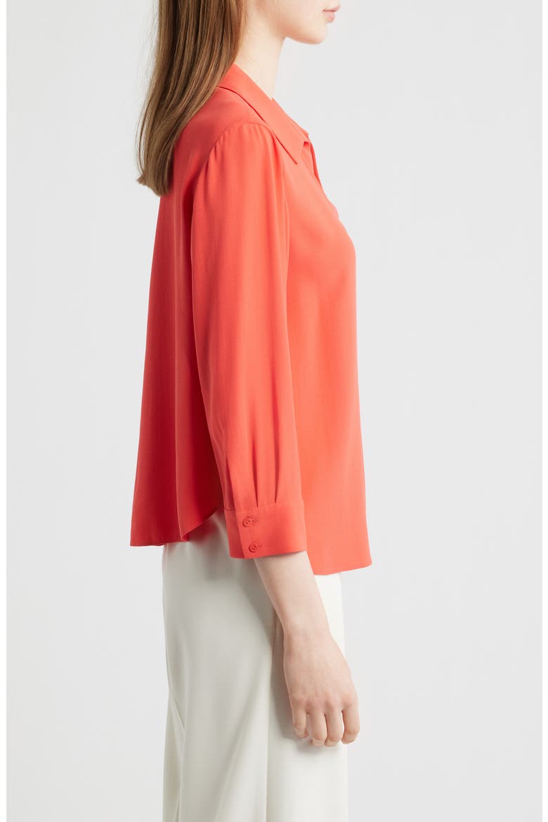 Split Neck Silk Georgette Top, Alternate, color, WATERMELON