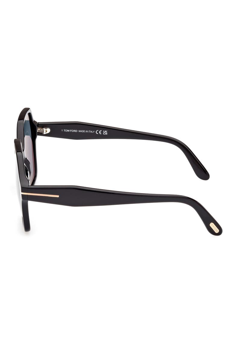 Romy 56mm Geometric Sunglasses, Alternate, color, SHINY BLACK / BLUE