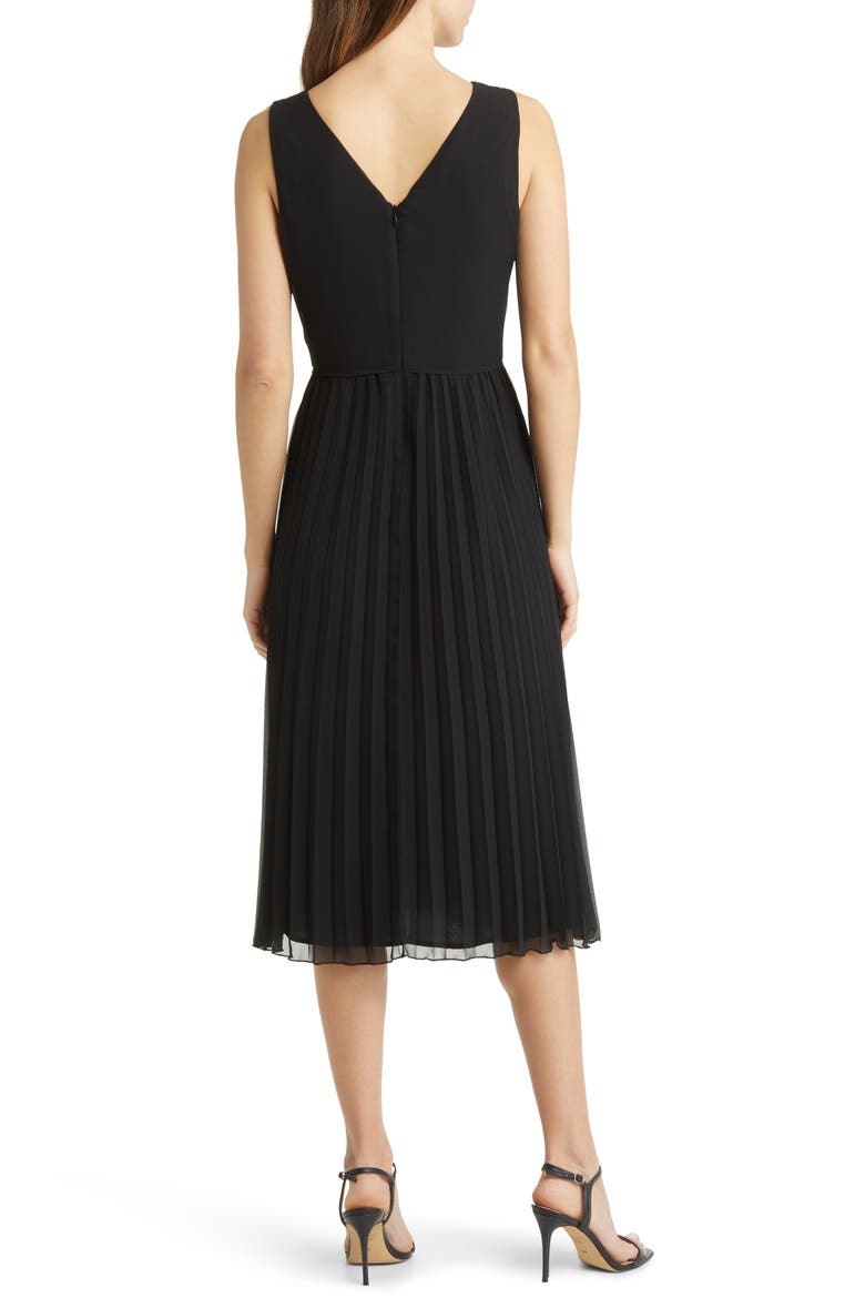 Pleated Skirt Sleeveless Dress, Alternate, color, BLACK