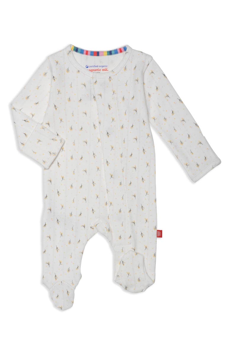 Magnetic Me Floral Pointelle Magnetic Footie, Main, color, 