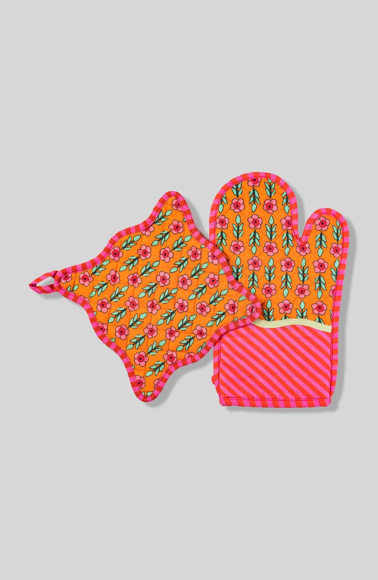 Furbish Red Pot Holder & Oven Mitt, Main, color, Red