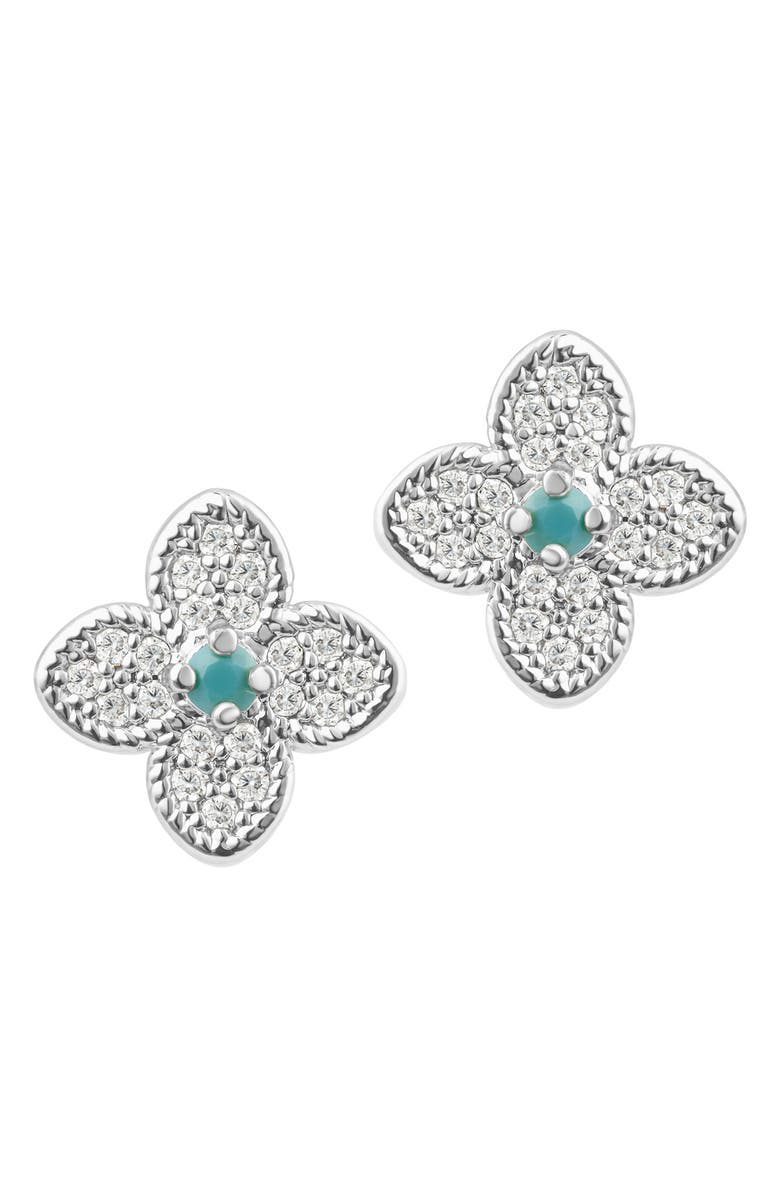 Adornia Turquoise Flower Stud Earrings, Alternate, color, 