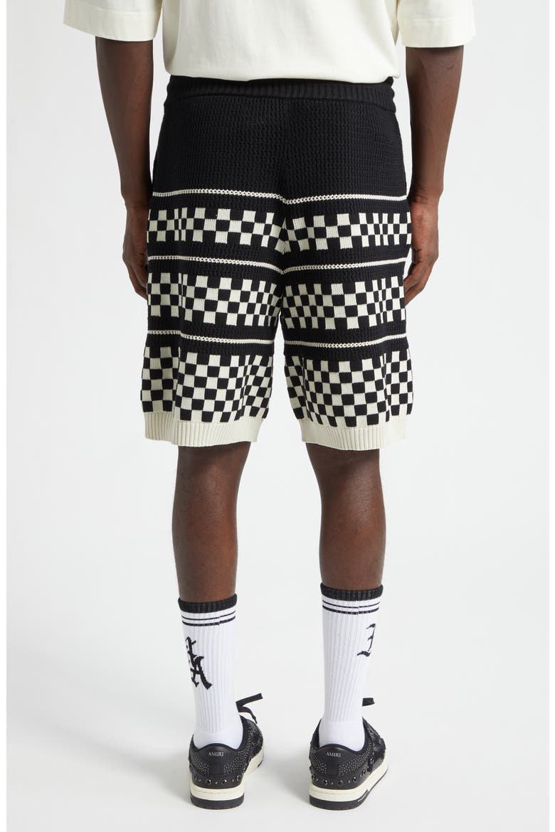 Checkered Wool Mesh Shorts, Alternate, color, BLACK