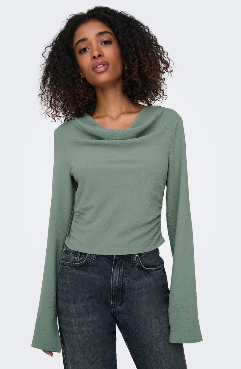 Only Mette Life Long Sleeve Waterfall Top, Alternate, color, Lily Pad