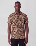 Lords of Harlech Leopard Mens Merino Wool Button-up Shirt
