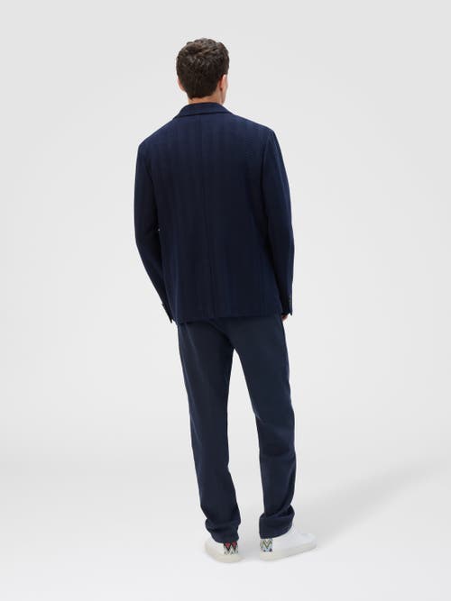 Missoni Single-breasted Jacket With Zigzag Pattern In Blue