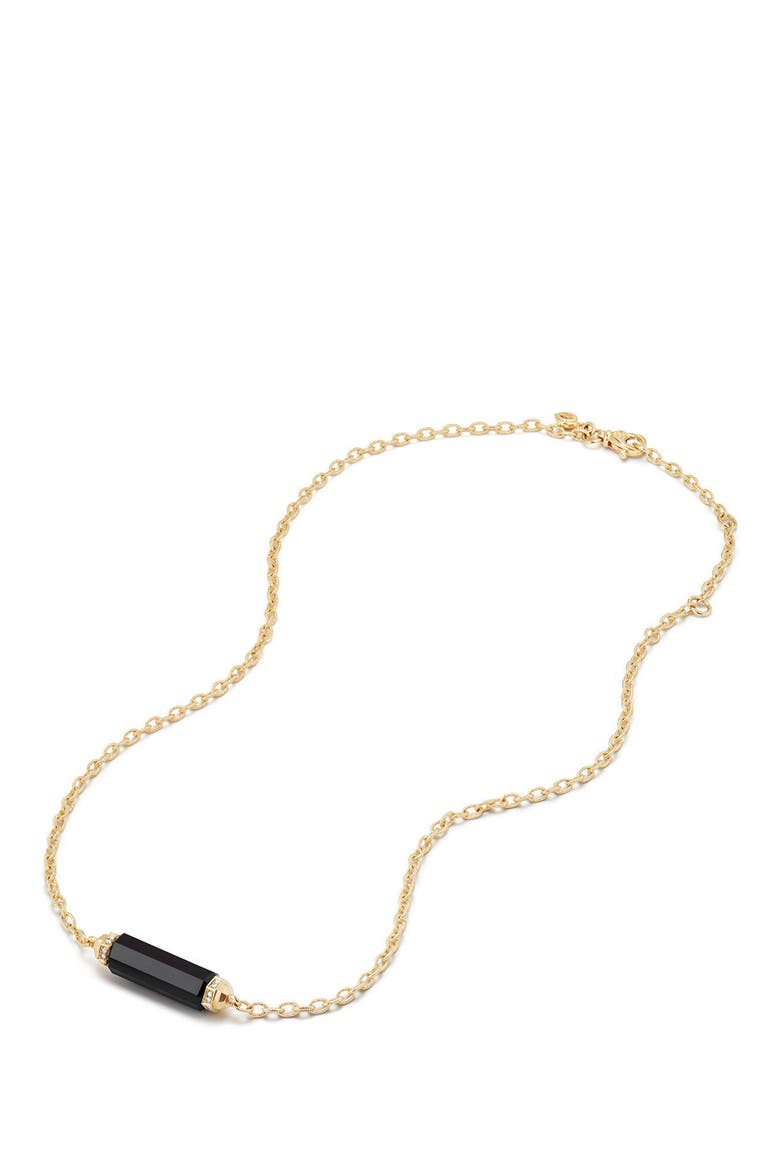 Barrels Single Station Necklace with Diamonds in 18K Gold, Alternate, color, BLACK ONYX