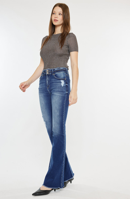 Kancan Morgan High Rise Flare Jeans In Blue