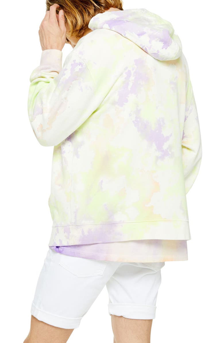 Topman Holi Tie Dye Hooded Sweatshirt, Alternate, color, 