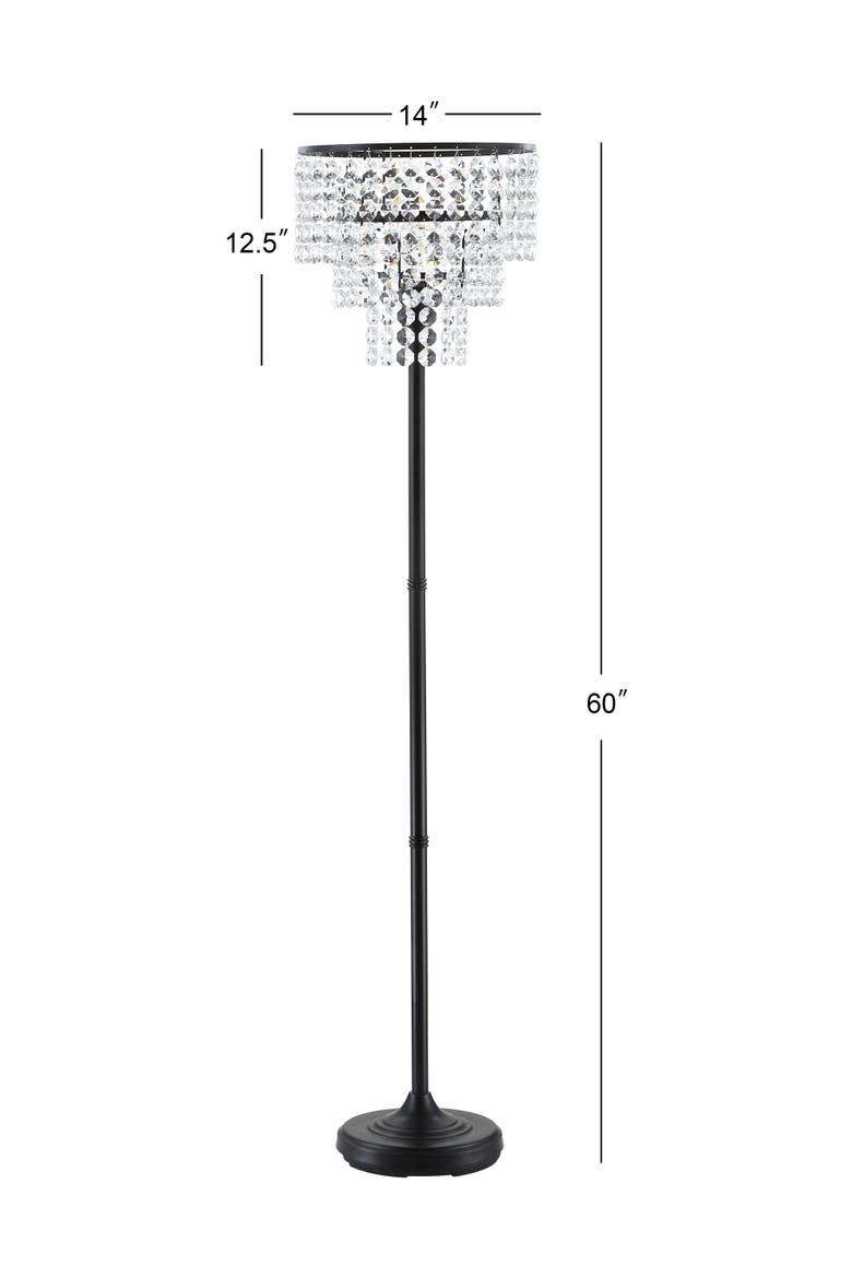 Juliette 60" Crystal/Metal Floor Lamp, Bronze / Clear, Alternate, color, Bronze