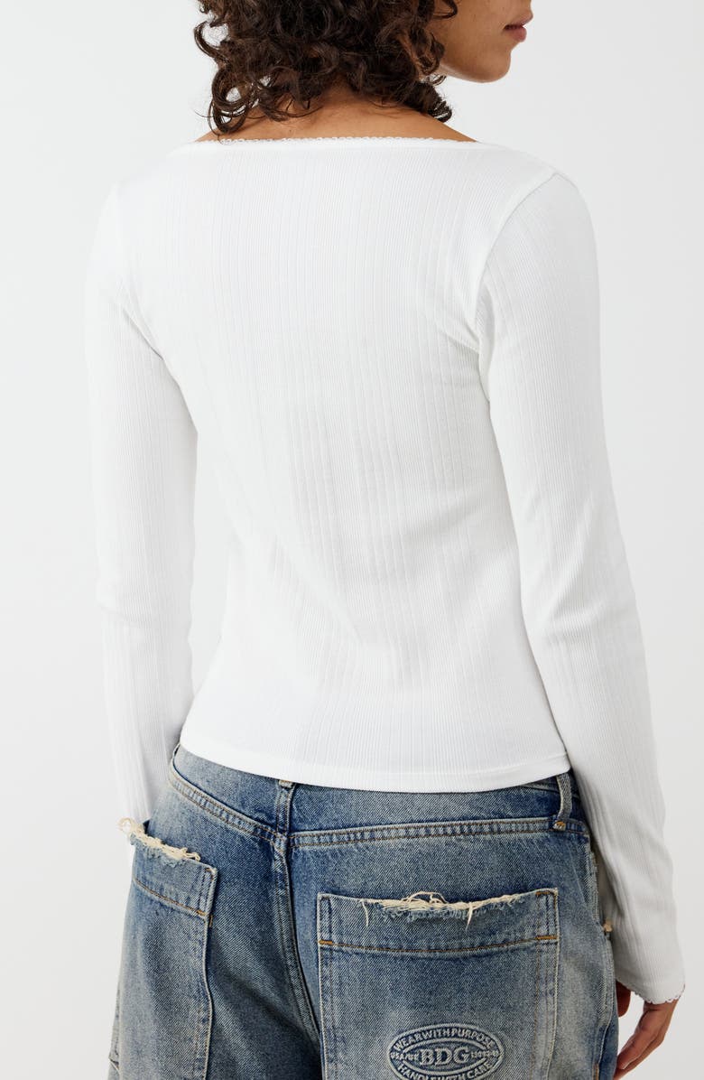 BDG Urban Outfitters Olivia Picot Trim Rib Top, Alternate, color, White