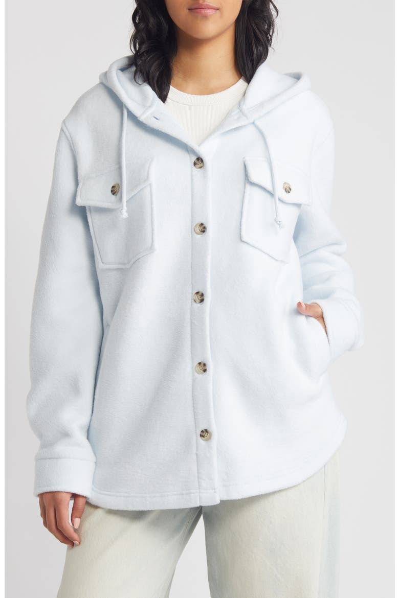 Hooded Fleece Shacket, Alternate, color, GRAY DAWN