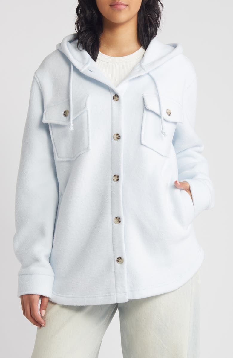 Thread & Supply Hooded Fleece Shacket, Alternate, color, Gray Dawn