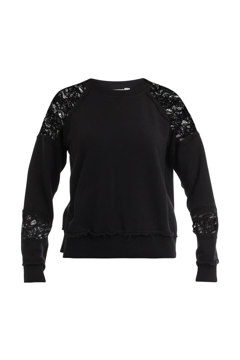 Sweatshirt with Lace Details, Alternate, color, Black
