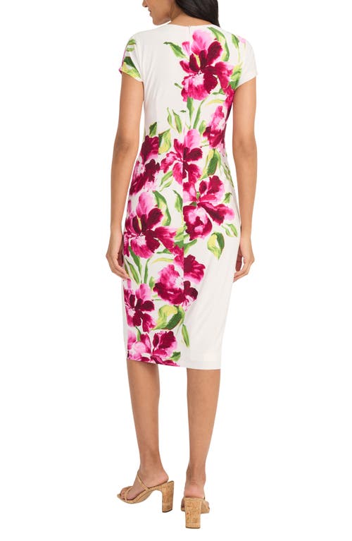 Maggy London Floral Cocktail Dress In Soft White/wine