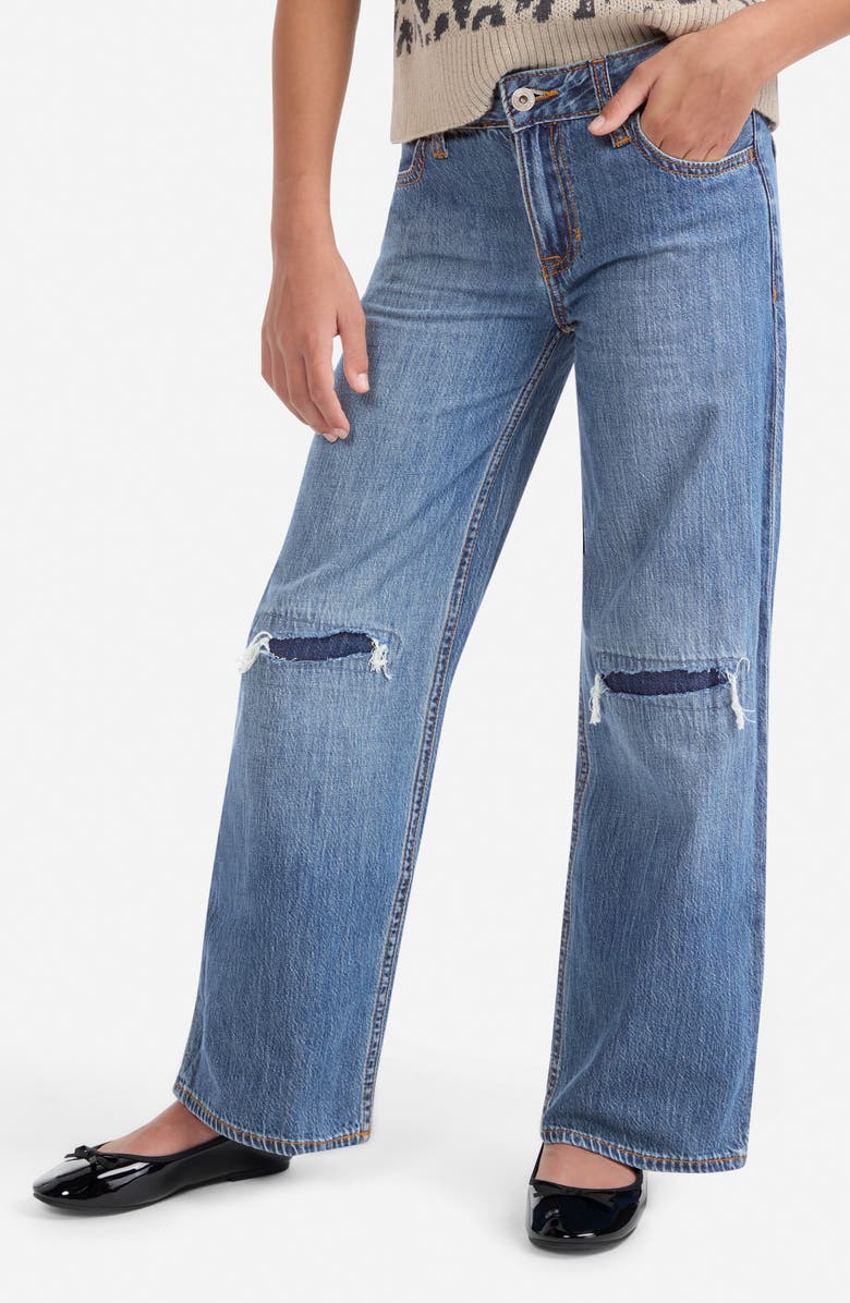 abercrombie kids Kids' Ripped High Waist Wide Leg Jeans, Alternate, color, Mgyanf Dus
