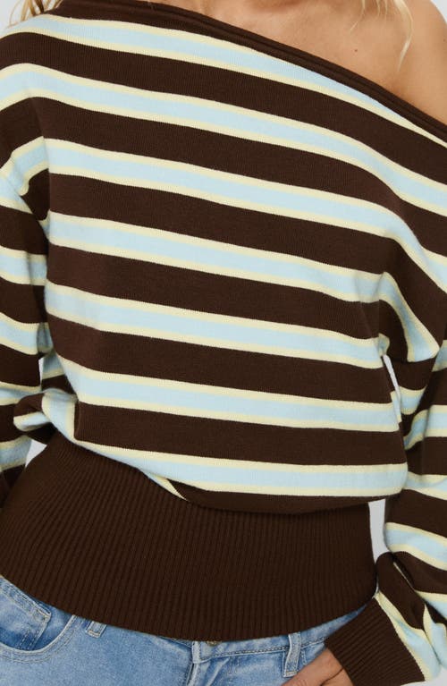 Princess Polly Zinia One-shoulder Sweater In Brown