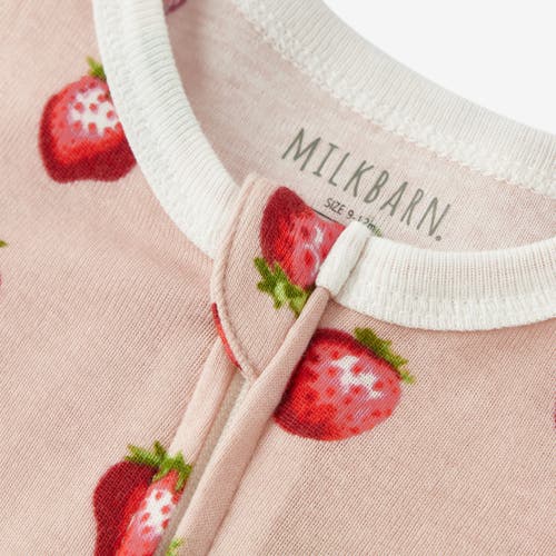 Milkbarn Organic Cotton Zipper Pajama In Pink