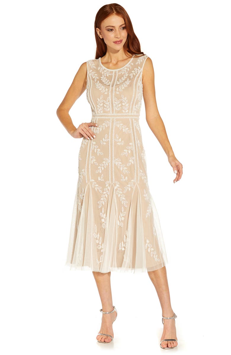 Adrianna Papell Illusion Beaded Cocktail Dress, Alternate, color, 