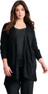 Roaman's Fine Gauge Open Front Cardigan