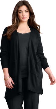 Roaman's Fine Gauge Open Front Cardigan