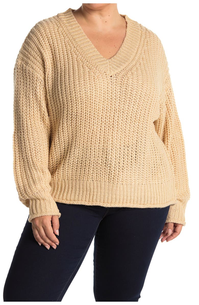 All in Favor Chunky Knit V-Neck Sweater, Main, color,