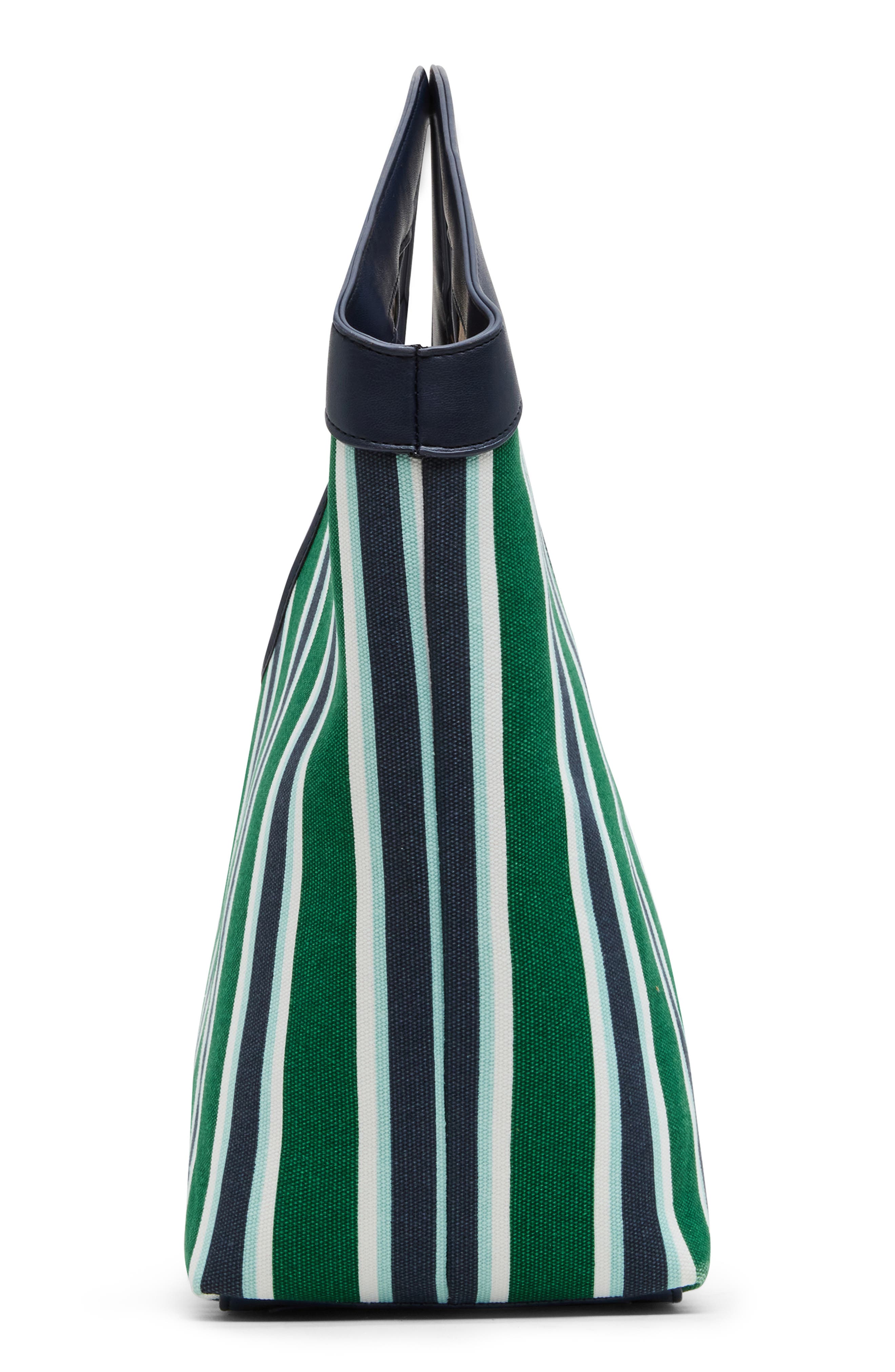 Anne Klein Stripe Large Tote Bag with Pouch, Alternate, color, Navy