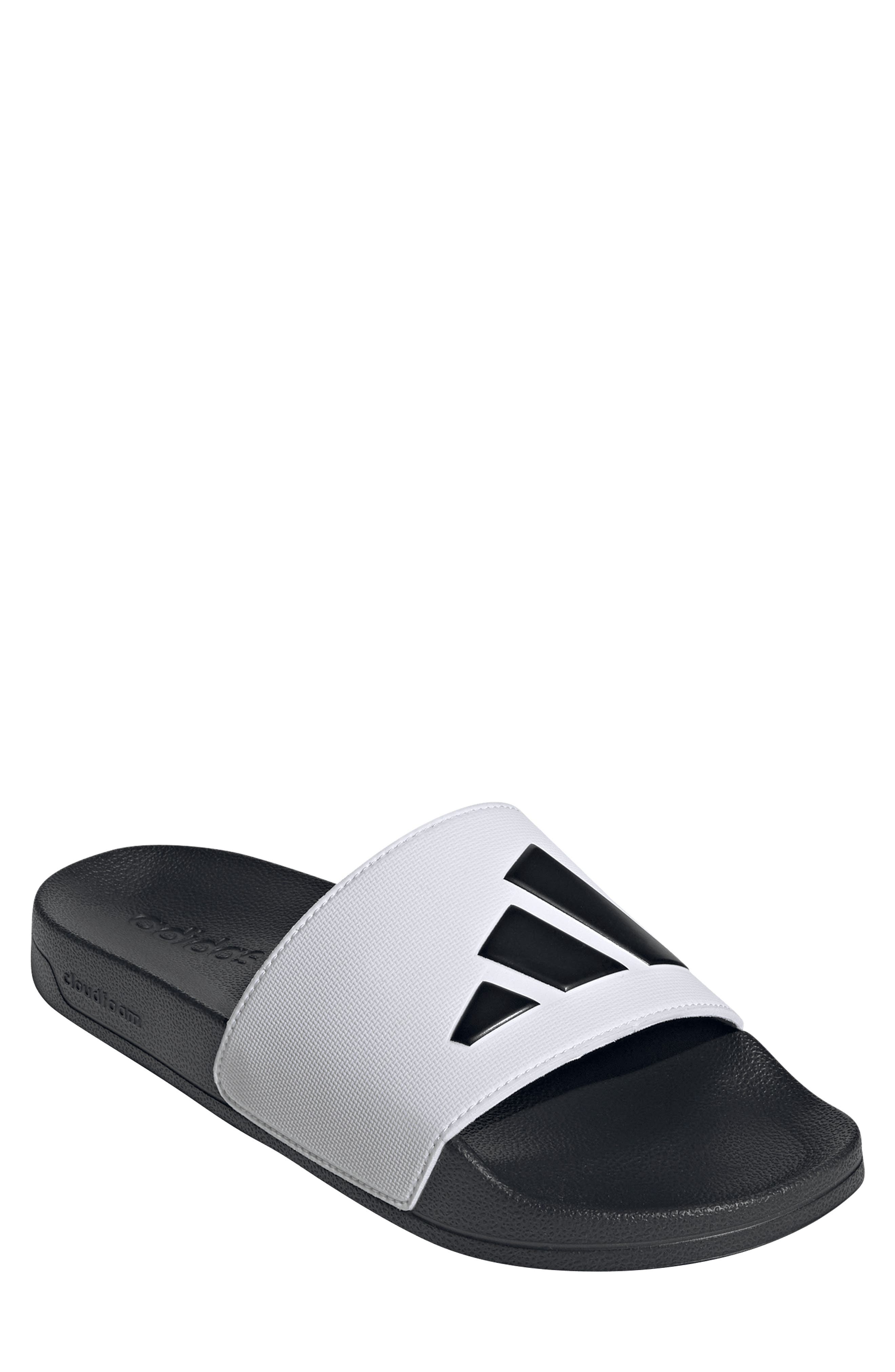 adidas Adilette Slide Sandal, Main, color, White/ Core Black/ Core Black