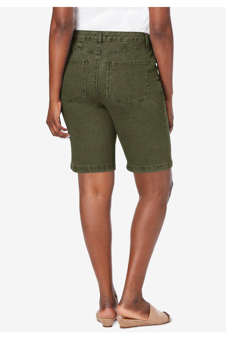 Classic Cotton Denim Shorts, Alternate, color, DARK OLIVE GREEN