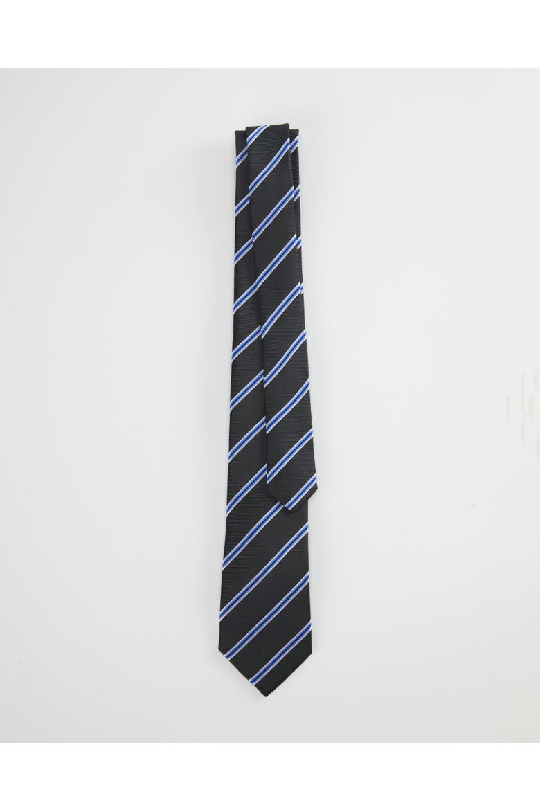 Accent Striped Silk Jacquard Tie, Alternate, color, Navy Blue