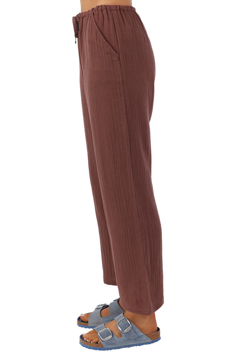 Brenda Cotton Gauze Wide Leg Pants, Alternate, color, MOCHA