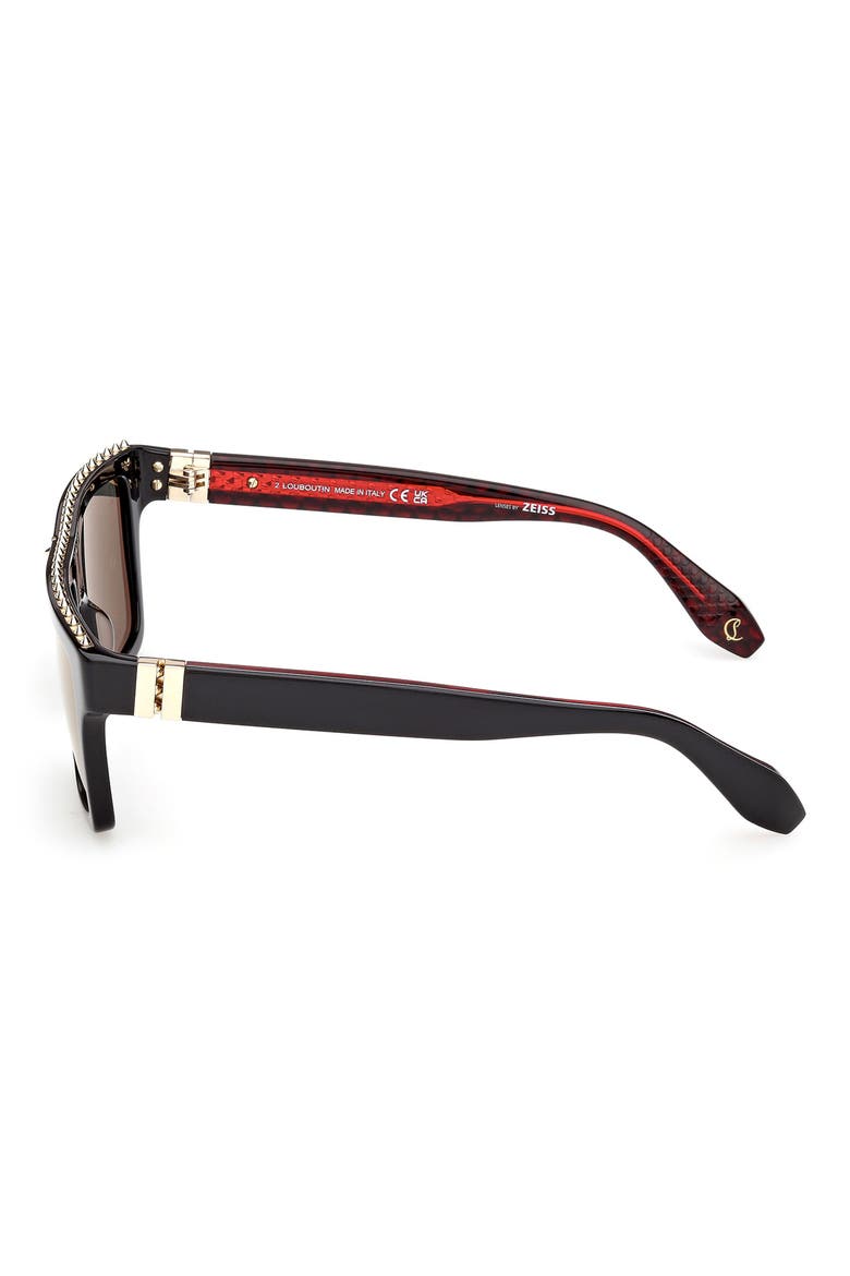 56mm Rectangular Sunglasses, Alternate, color, BLACK / RED GUNMETAL / GOLD
