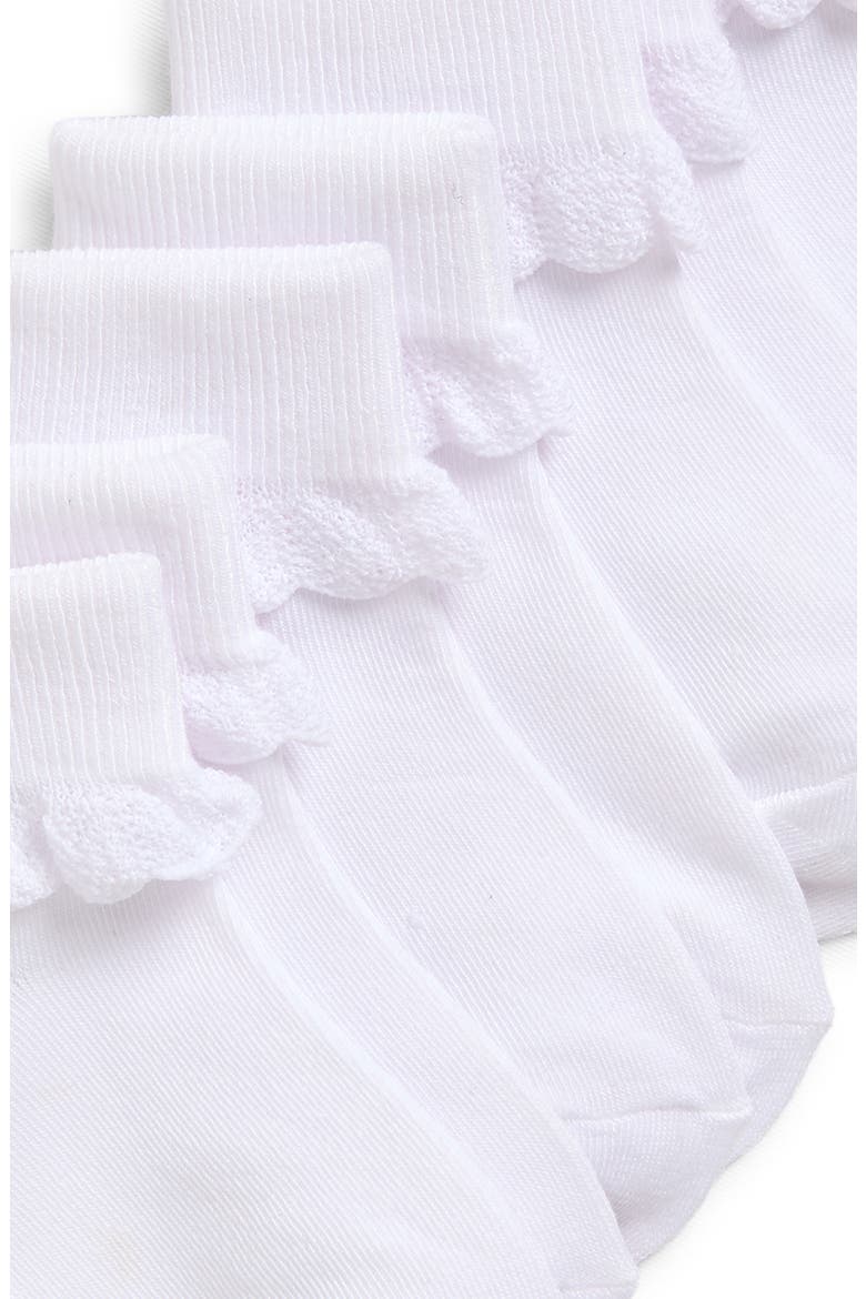 Kids' 4-Pack Scallop Cuff Ankle Socks, Alternate, color, WHITE
