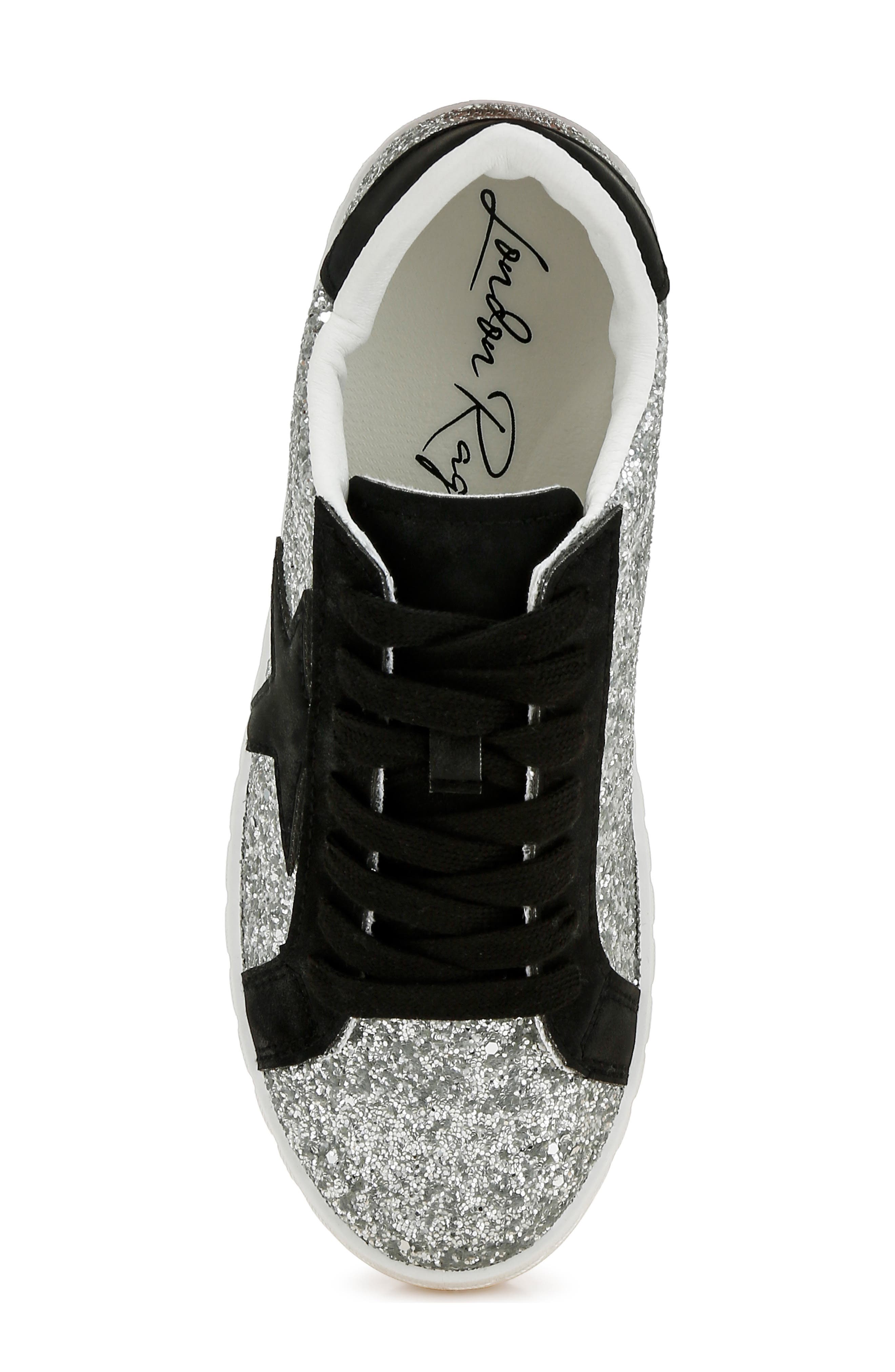 LONDON RAG Kyniska Glitter Sneaker, Alternate, color, Silver/ Black