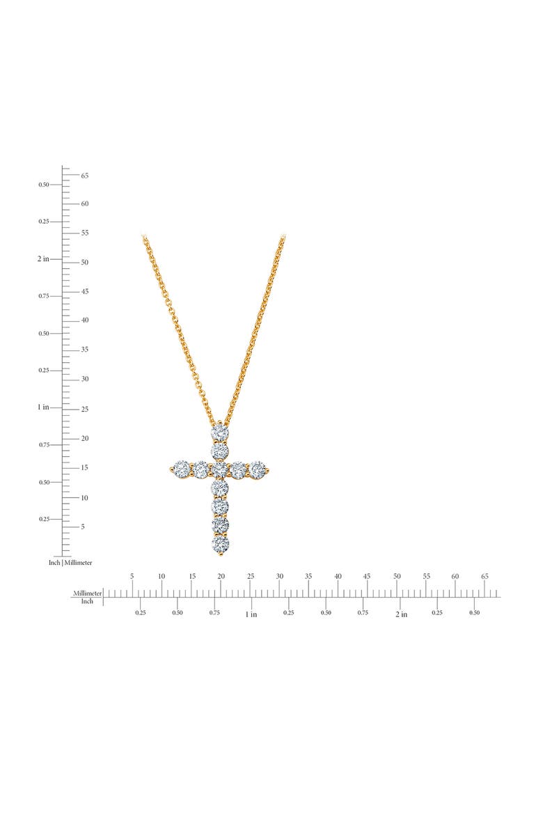 Round Cubic Zirconia Cross Pendant Necklace, Alternate, color, 18KYG/ CLEAR STONE