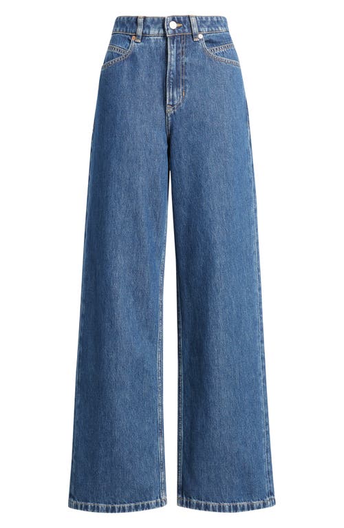 Hugo Boss Boss Orange Marlene High Waist Wide Leg Jeans In Blue