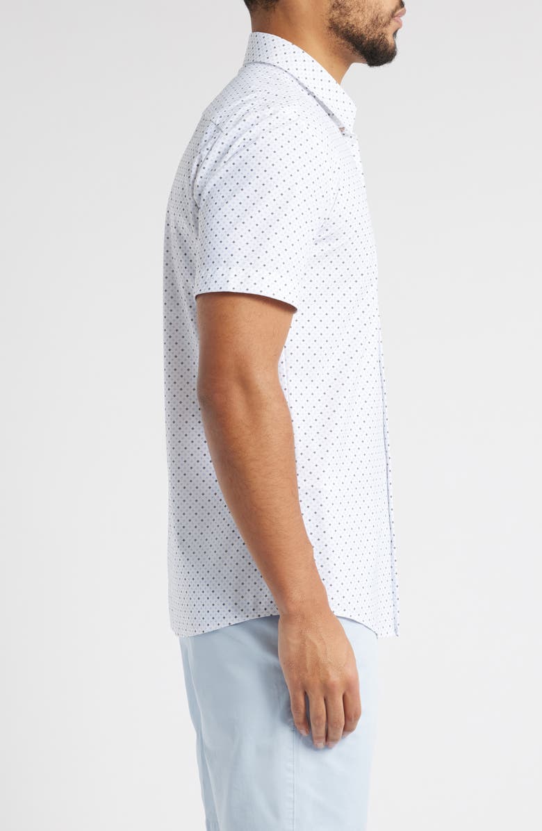 BOSS Roan Kent Geo Print Short Sleeve Performance Button-Up Shirt, Alternate, color, 