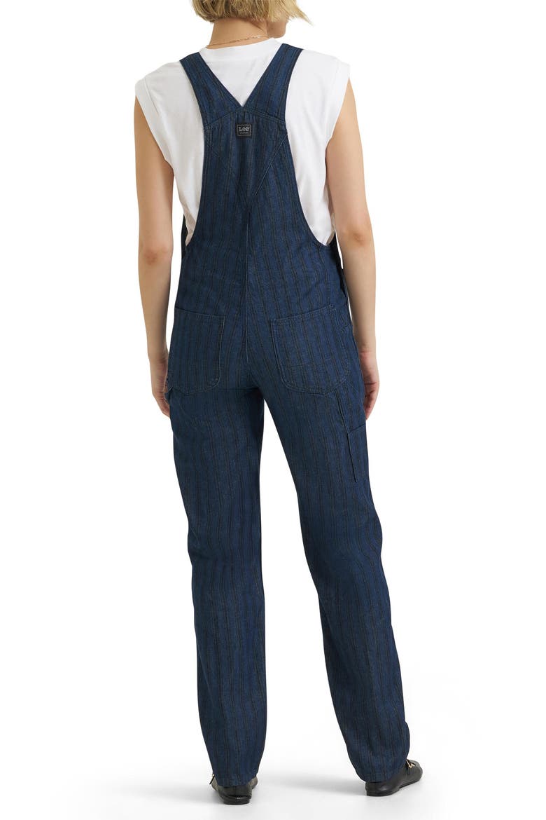 Slim Straight Hickory Striped Overalls, Alternate, color, HICKORY RINSE